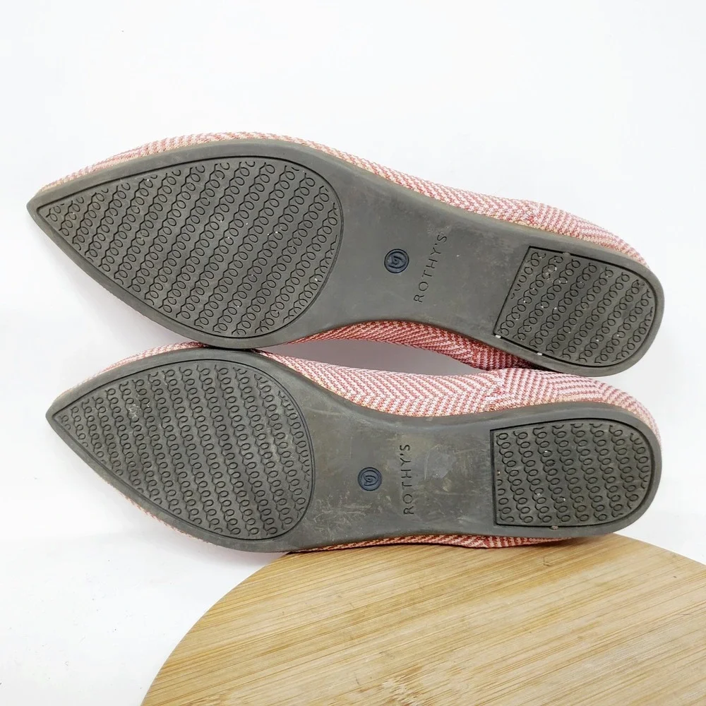Rothys The Point Ballet Flats Womens 8.5 Amber Herringbone Metallic Pointed Shoe